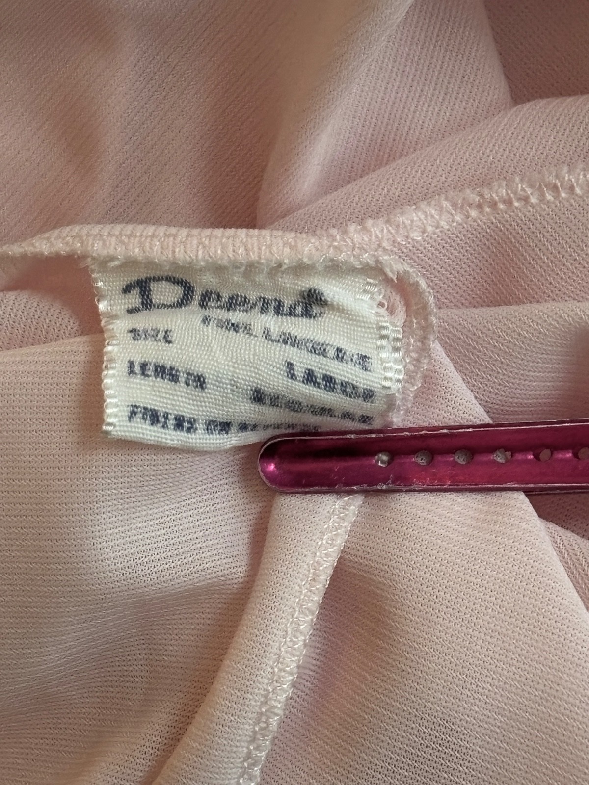 VTG 60&rsquo;S DEENA PINK BUTTON FRONT LACE PLEATED A-LINE ROBE HOUSE COAT NIGHTGOWN*M