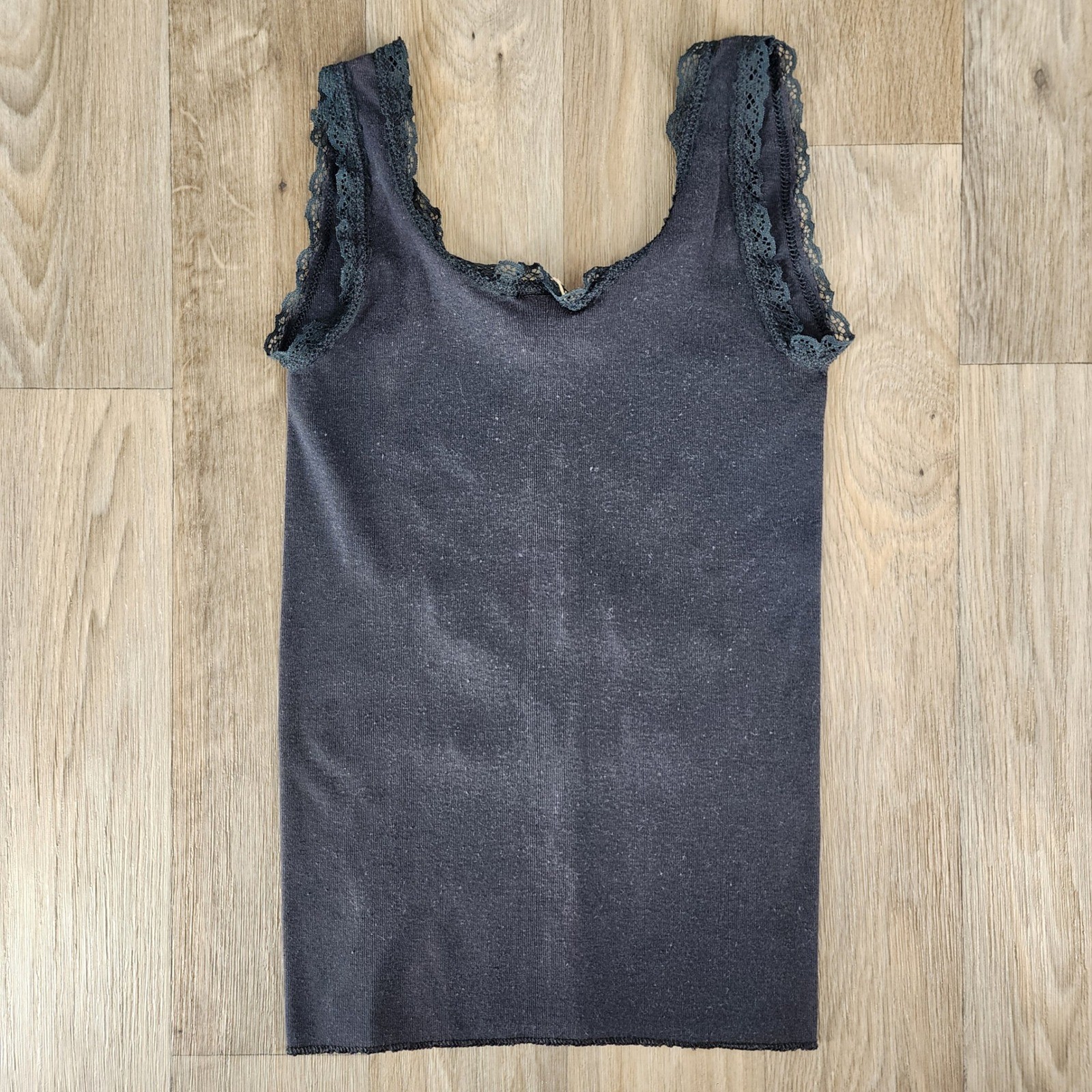 Vintage Pursuit Of Pleasure Lace Trim Tank Top USA Made Womens Medium