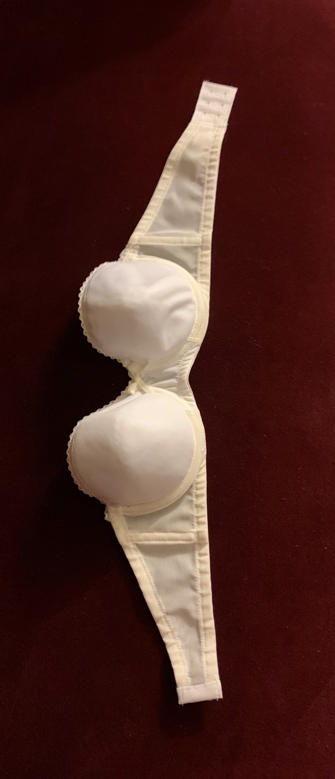 Vintage Strapless Bra White Underwire Seamless Nylon Lycra Spandex 1970s NEW 34A