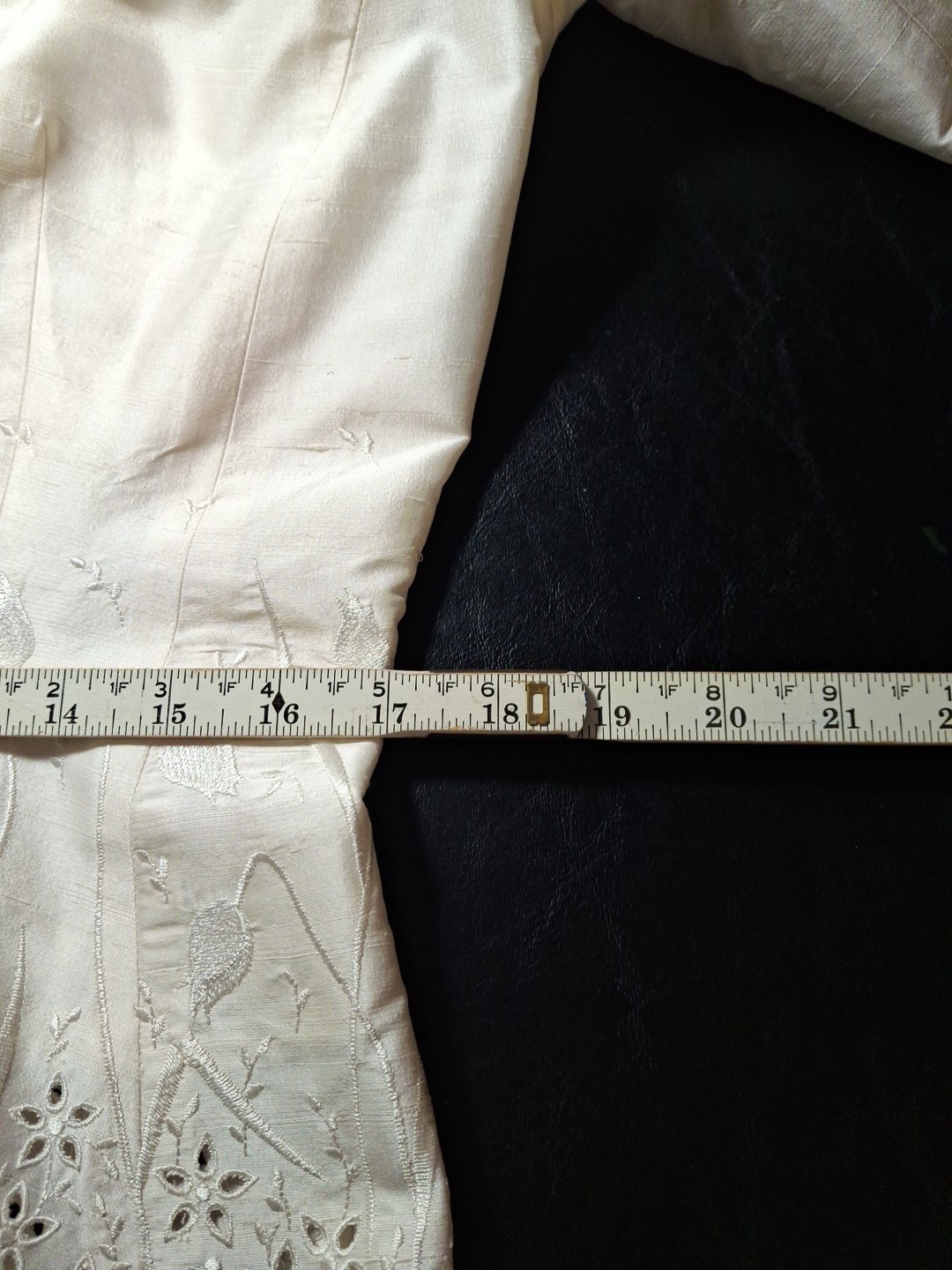 VTG Cachet Ivory 100% Silk Embroidered Evening Jacket Sz 12 Zip Front 3/4 Sleeve