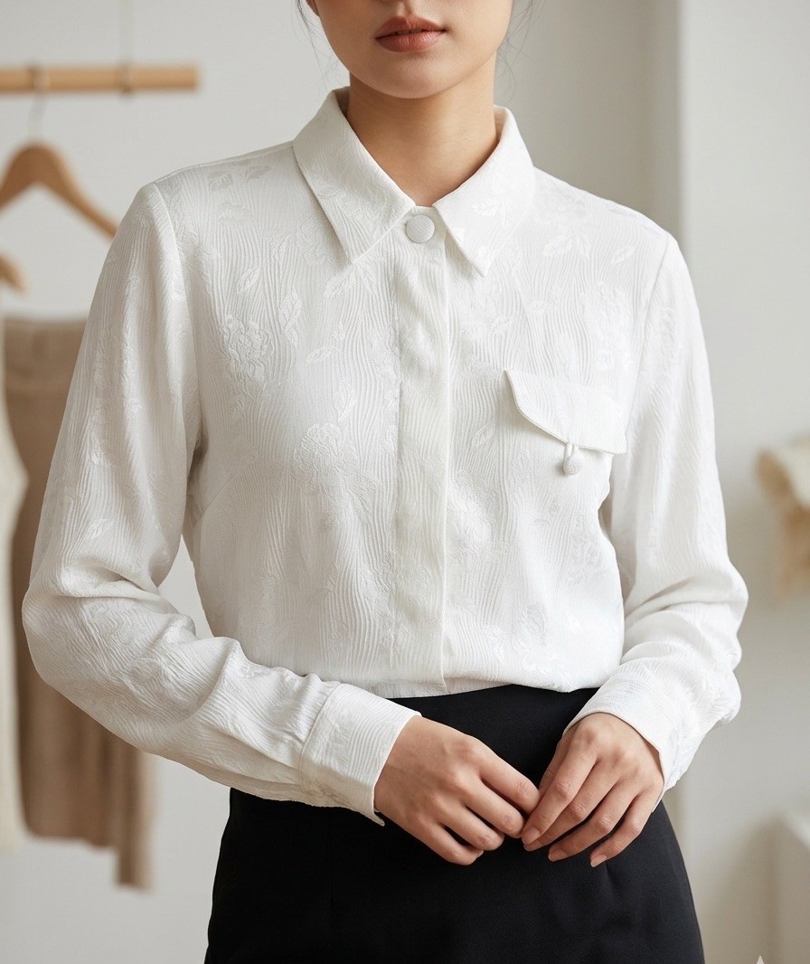 Vintage 90s Jacqueline Ferrar 100% Silk Blouse Top Ivory White Small