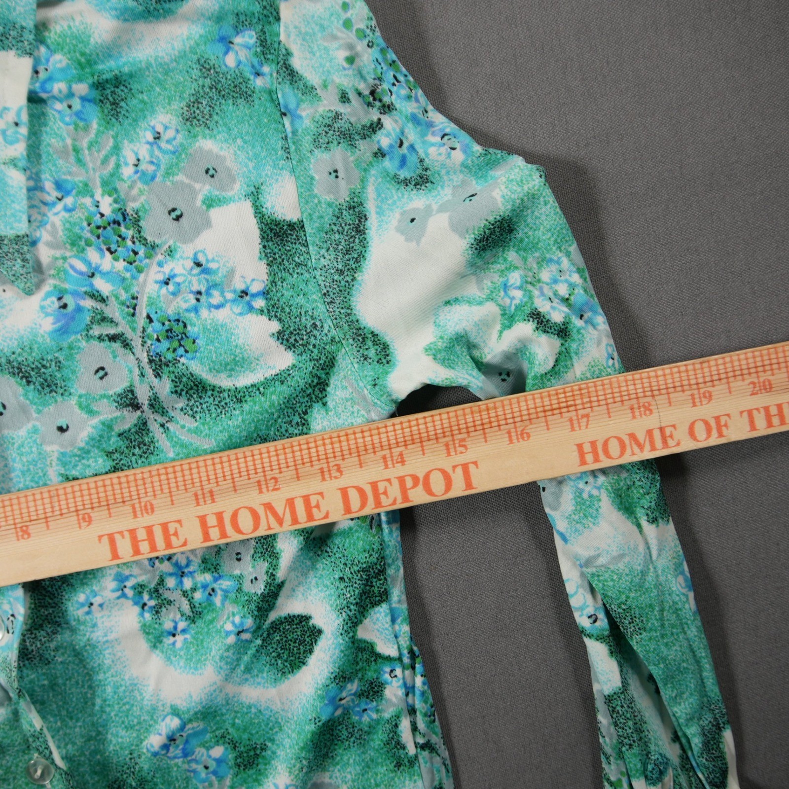 70s Kmart Vintage Floral Western Cowgirl Long Sleeve Blue Women Shirt XS