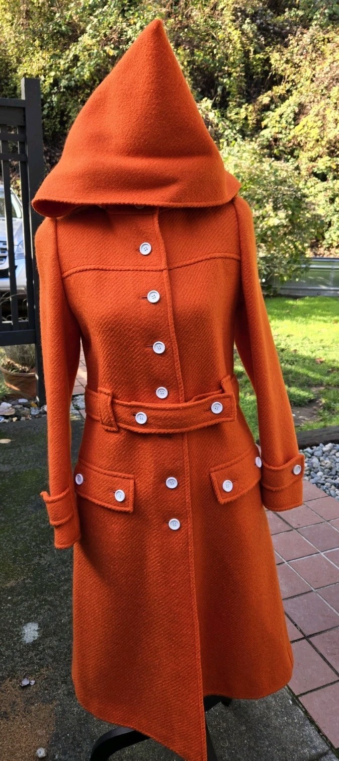 Vintage Rare 60’s Hyperbole Courreges Paris Orange Wool Womens Coat