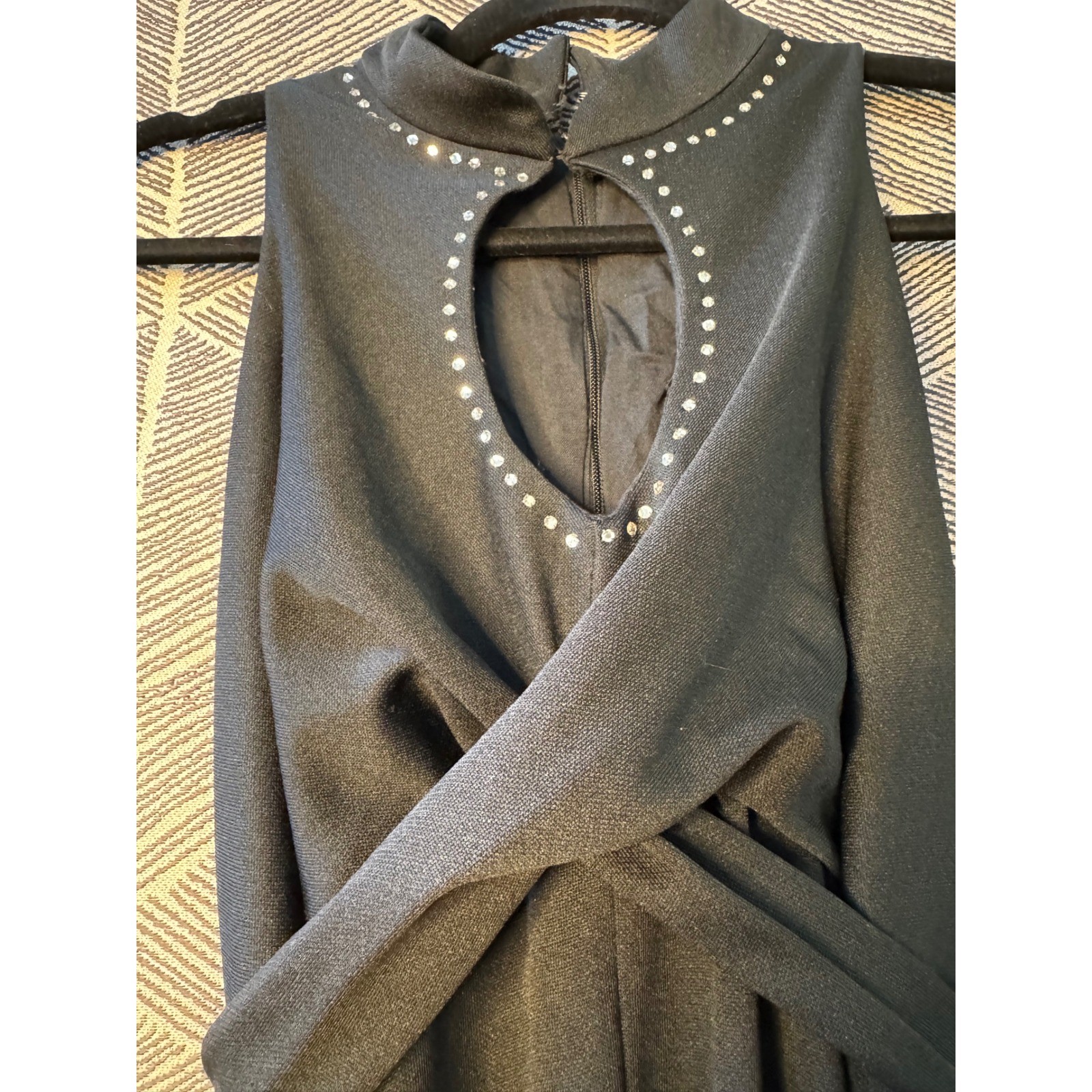 Vintage Montgomery Ward Black Maxi Disco Dress Sz S/M