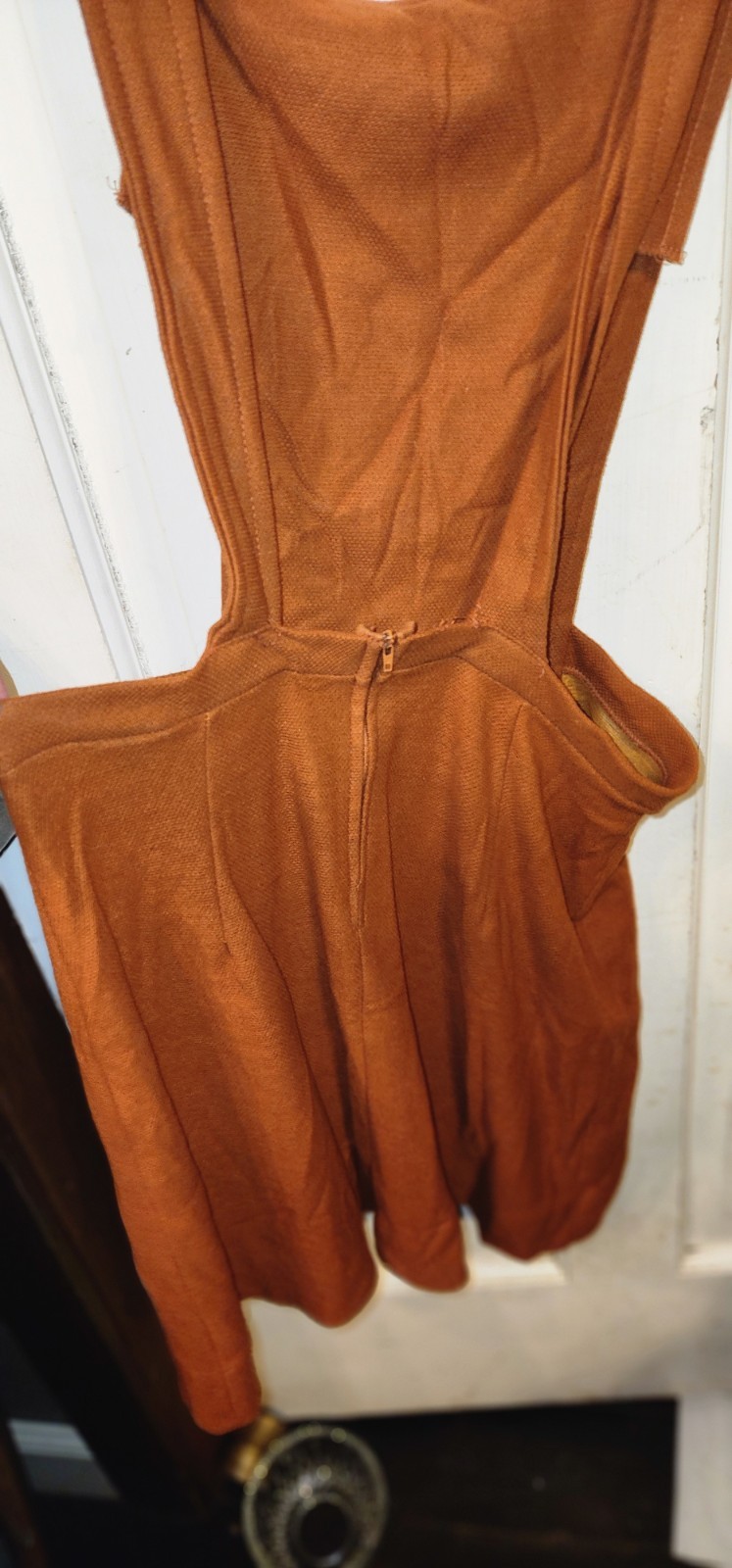 Mod Vintage 1960’s Burndt Orange Rust Pinafore Dress Carol Brent Jumper Size 12