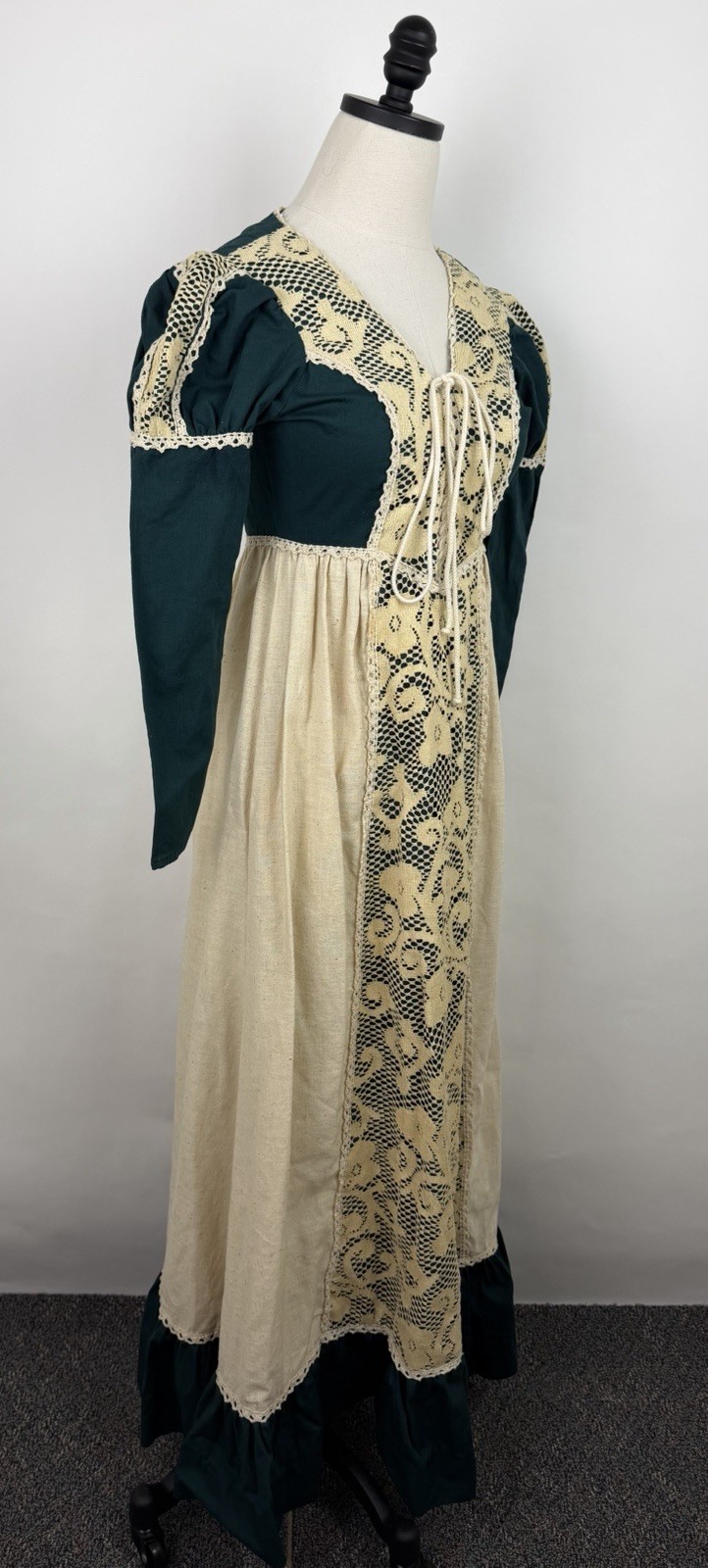 Vintage Gunne Sax Black Label Dress Forest Green Corset Medieval Renaissance 70s