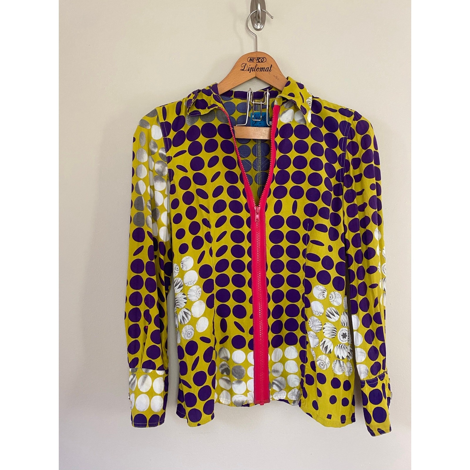 Vintage Jeans de Christian Lacroix Zip Up Top Sz Small Colorful Rare As Is*