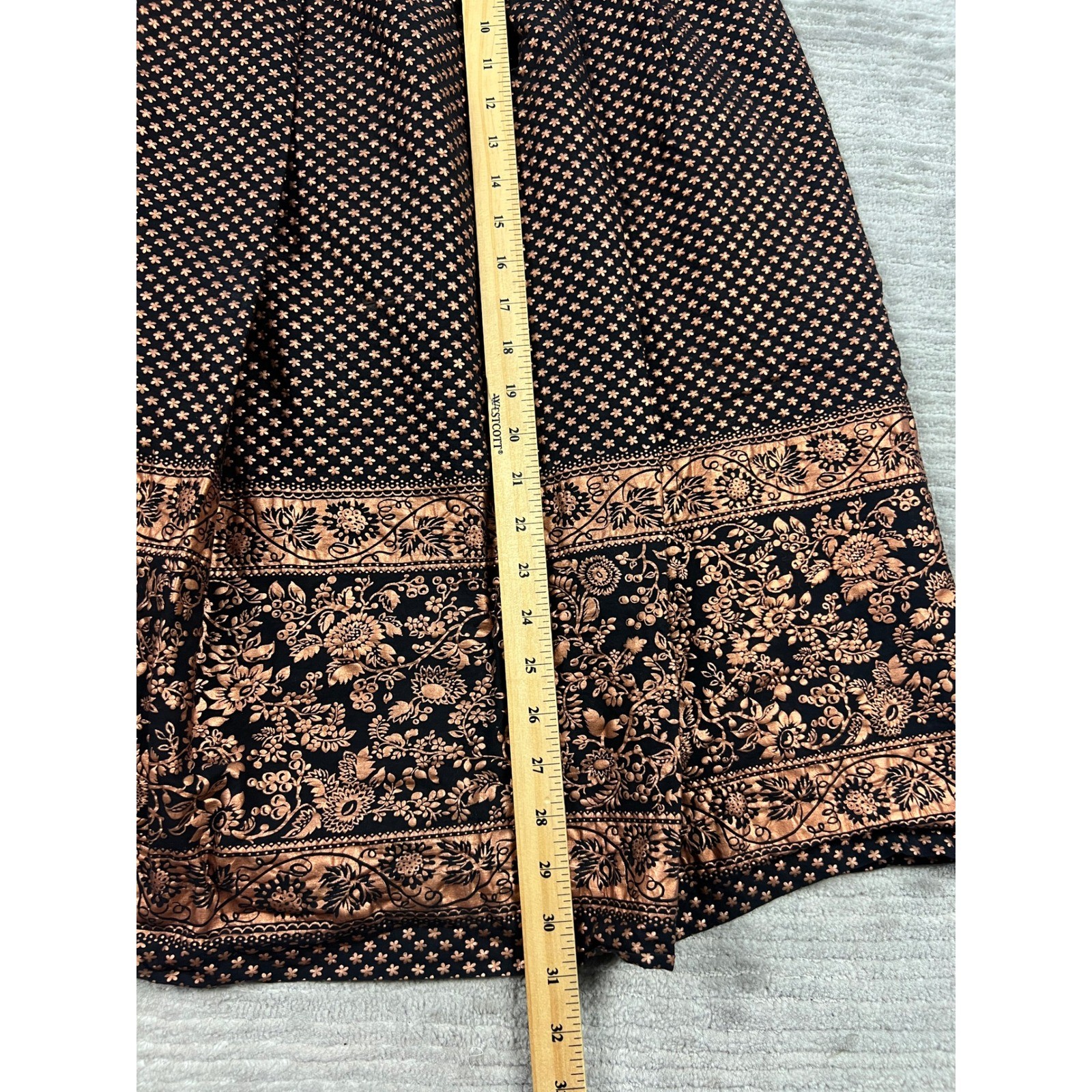 Maisonette Frock Skirt Womens 29W Black Copper Vintage A-Line Floral Midi Border