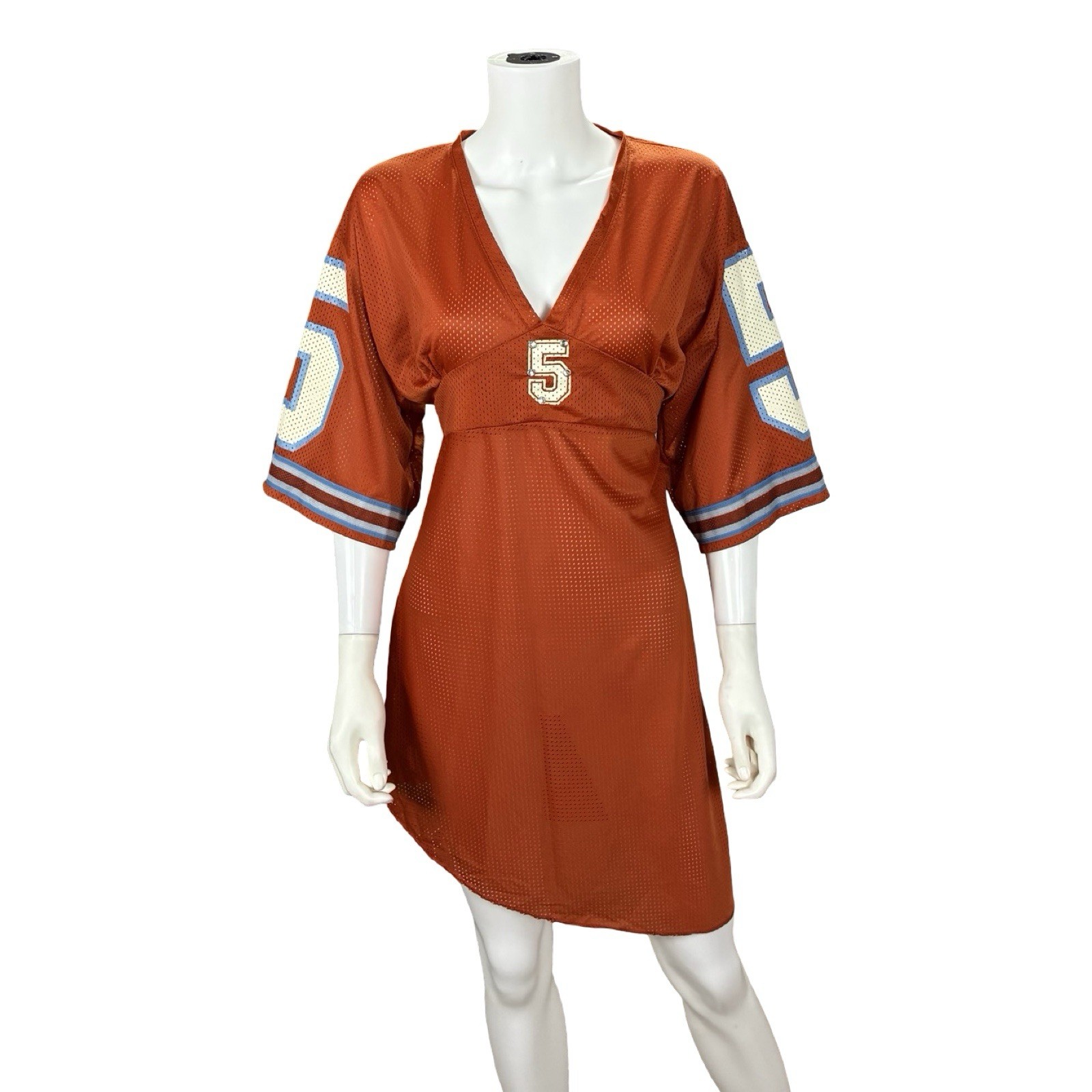 Tag Rag Women&rsquo;s VTG 90s Y2K Orange Mesh Tie Waist Sports Jersey Dress S