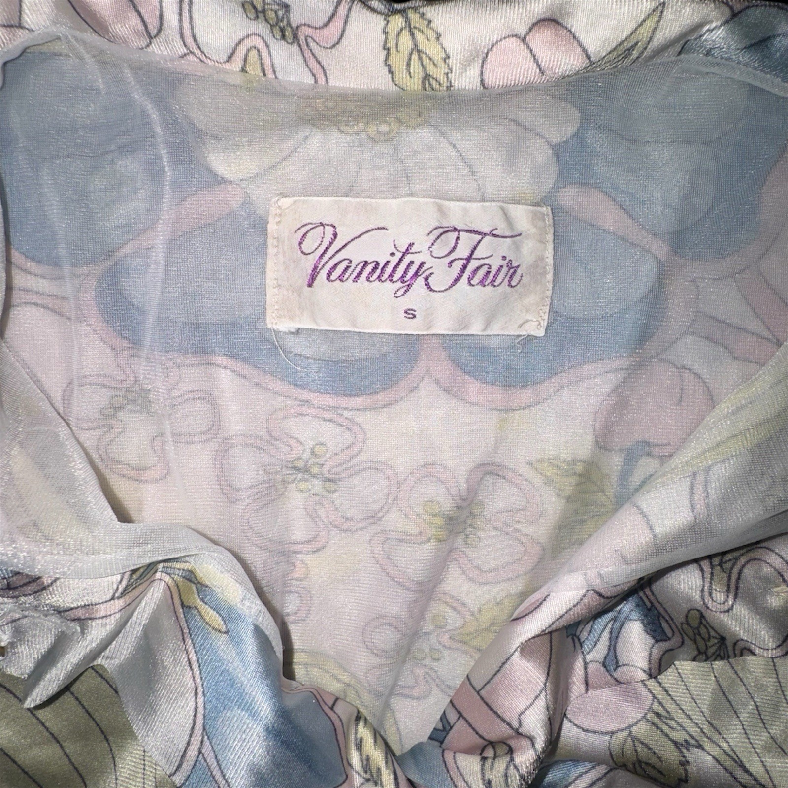 VTG Vanity FAIR Peignoir Robe Nightgown Negligee Gown SET sexy Blue Small