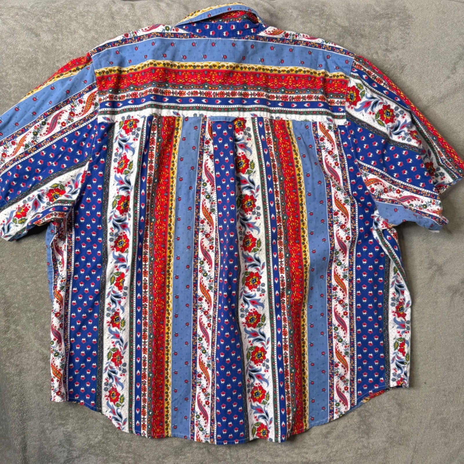 Vintage 90s Floral Patchwork Boxy Shirt Size 20 Novelty Cotton Western Eclectic