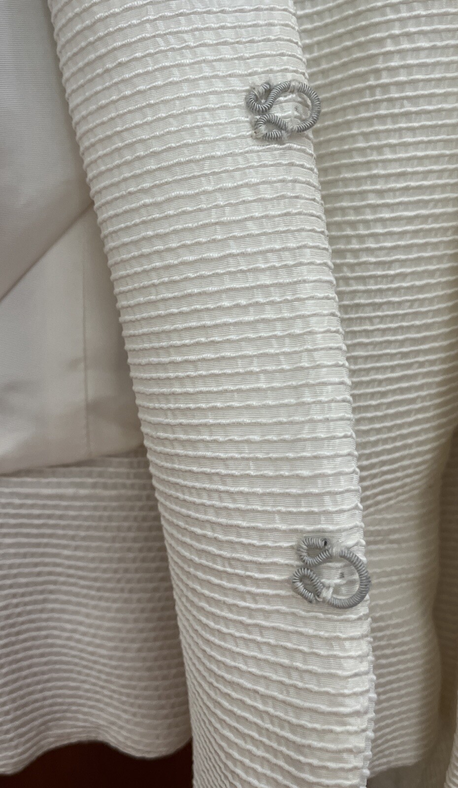 Vintage SILK &lsquo;N SANDERSON Blazer Jacket Off-White RHINESTONE BUTTONS Peplum