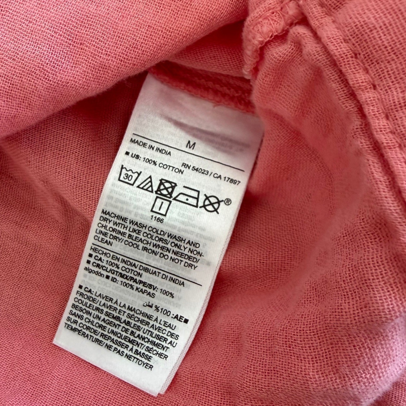 Old Navy Crinkle Gauze Flutter Sleeve Peach Dress V-Neck Tiered Pockets Medium