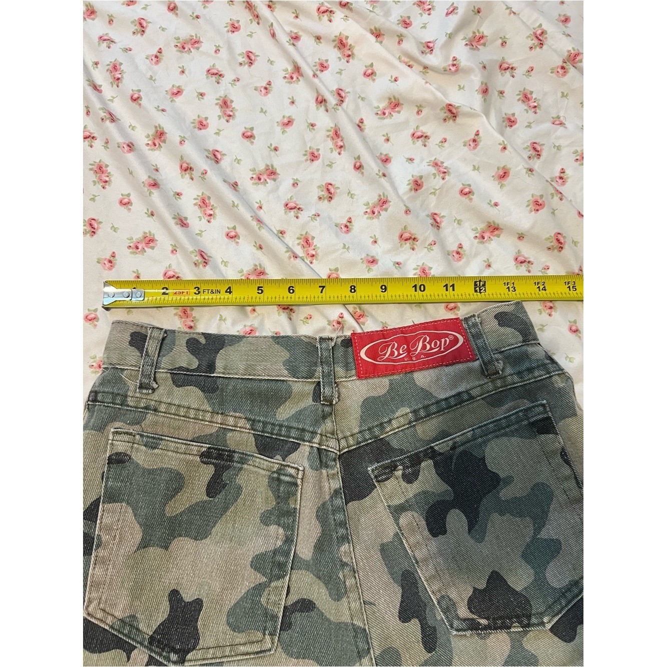 vintage camo denim shorts