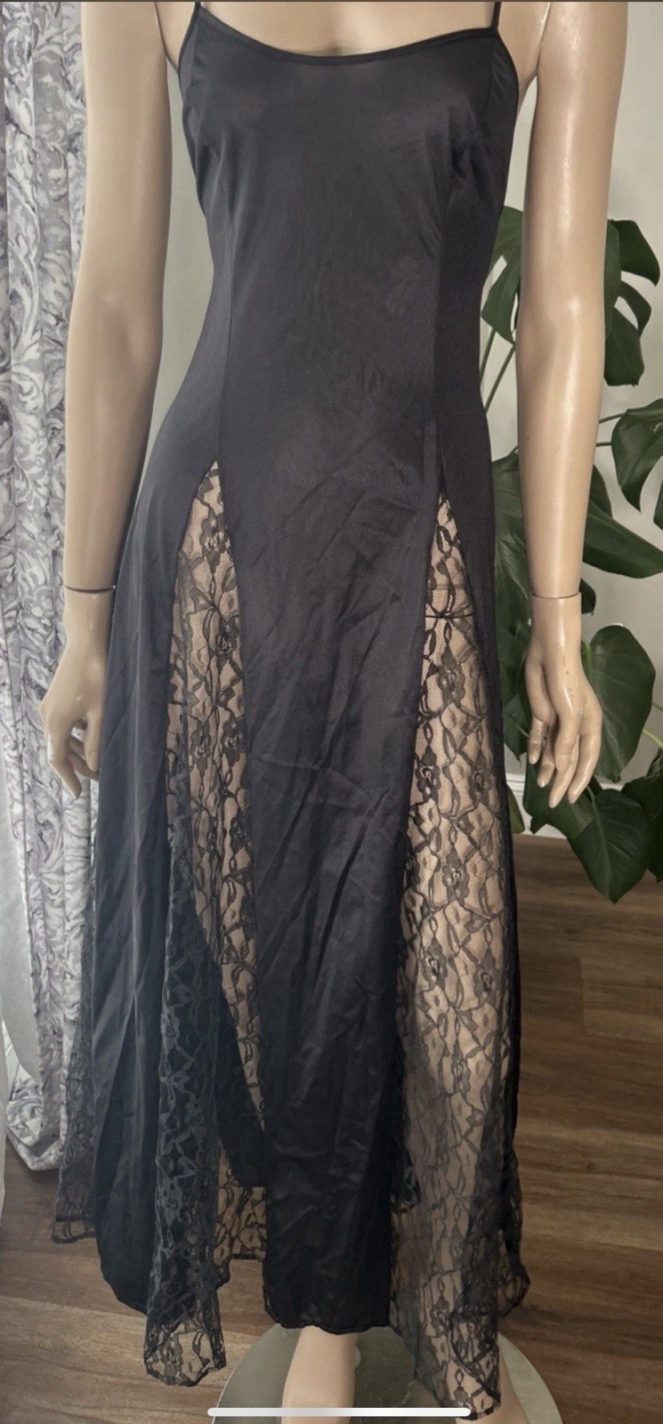 PETRA FASHIONS Vintage Long Gown 2X Black Lace Insets