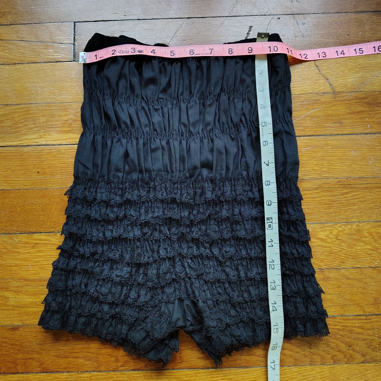 60s Malco Modes Black Lacy Ruffle Stretchy Ruched Bloomers Petti-Pants Small Med
