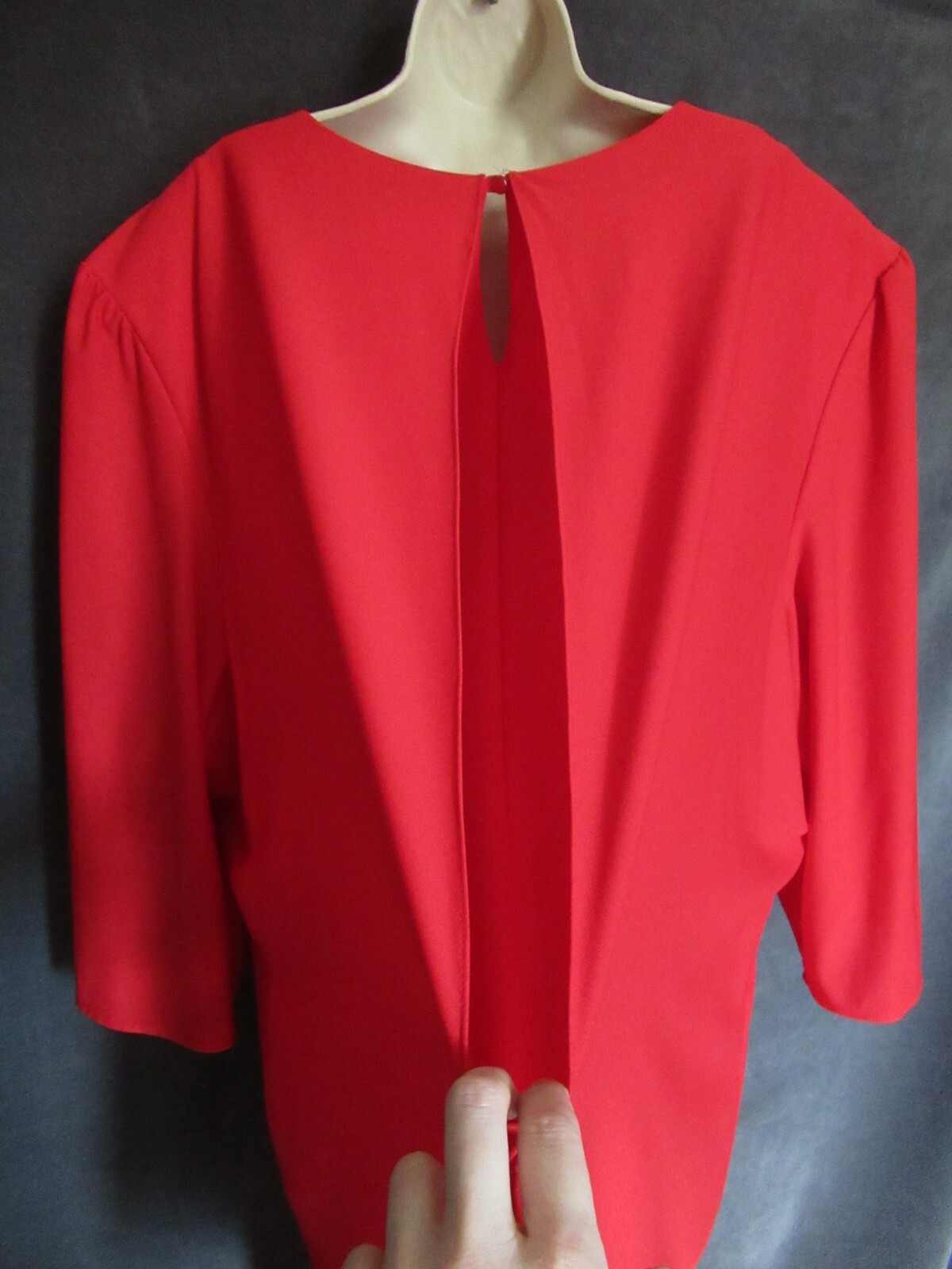 80&rsquo;s Vintage Risa Ann Vixen Red Poly Knit Rosette Draped Plus Size Party Dress