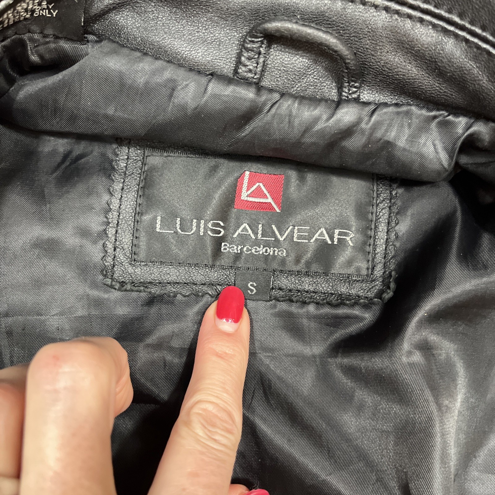 Luis Alvear Black Leather Jacket Zip Up Moto Biker Butterfly Arm Patch Women’s S