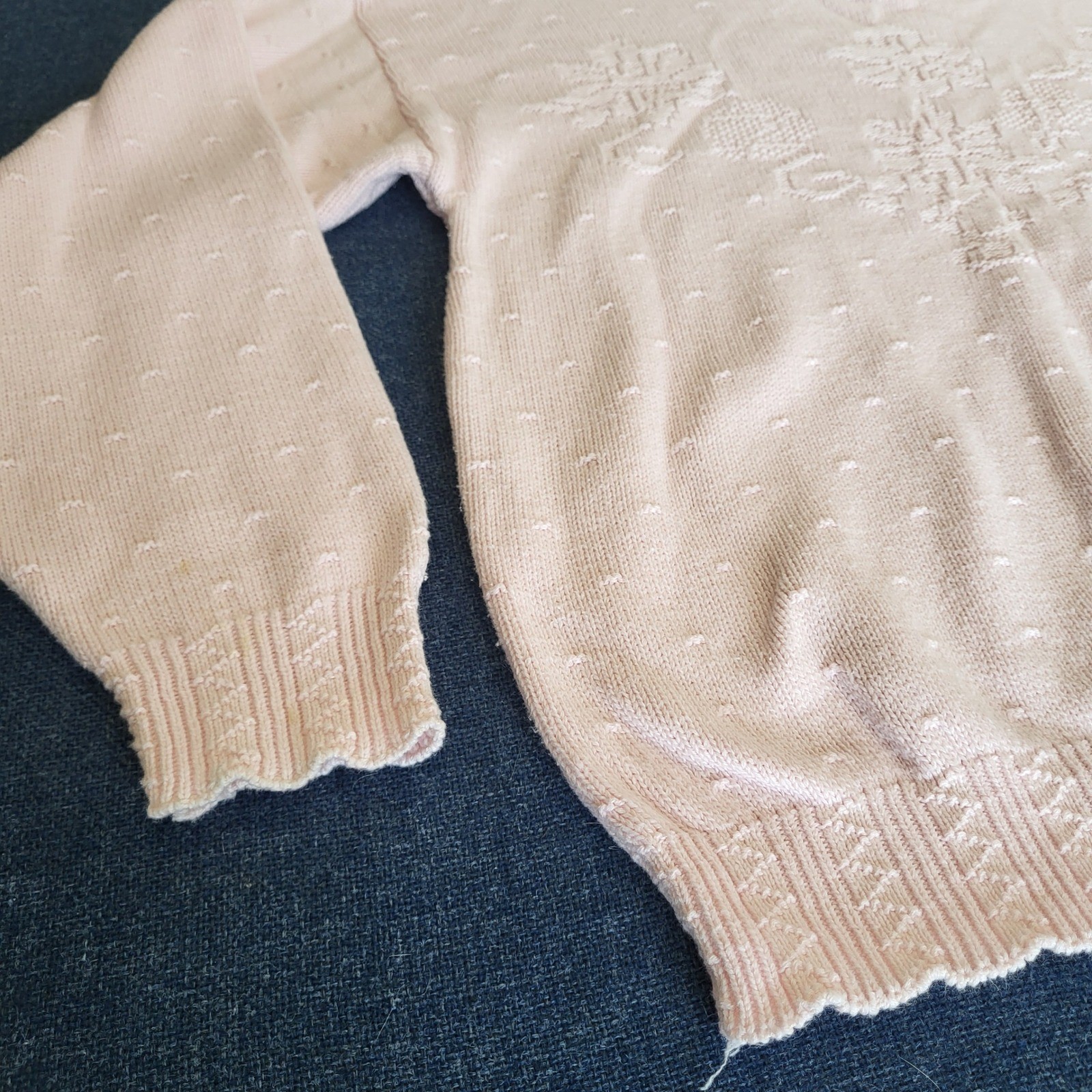 United States Sweaters Vintage Pink Floral Cotton Knit Pullover Made in USA Med