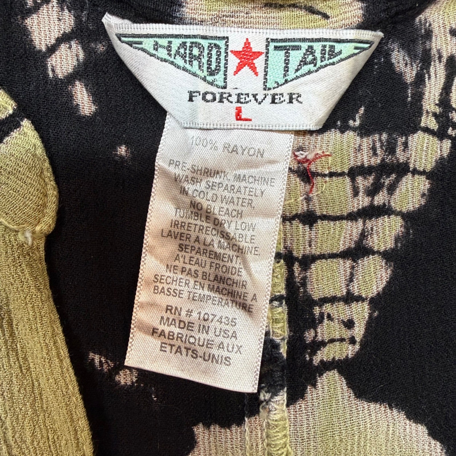 Boho Tie Dye Tank Dress Olive Black L Sleeveless V Neck Hard Tail Forever