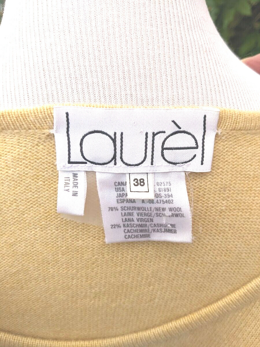 LAUREL Escada Sweater Cashmere Blend Sz XS S Embroidered Beaded 80&rsquo;s Italy