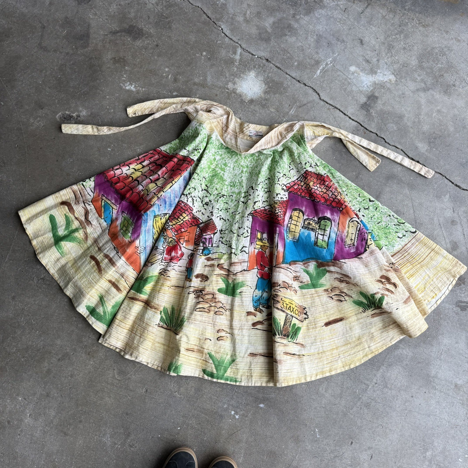 Vintage 1950s Hand-Painted Mexican Circle Skirt