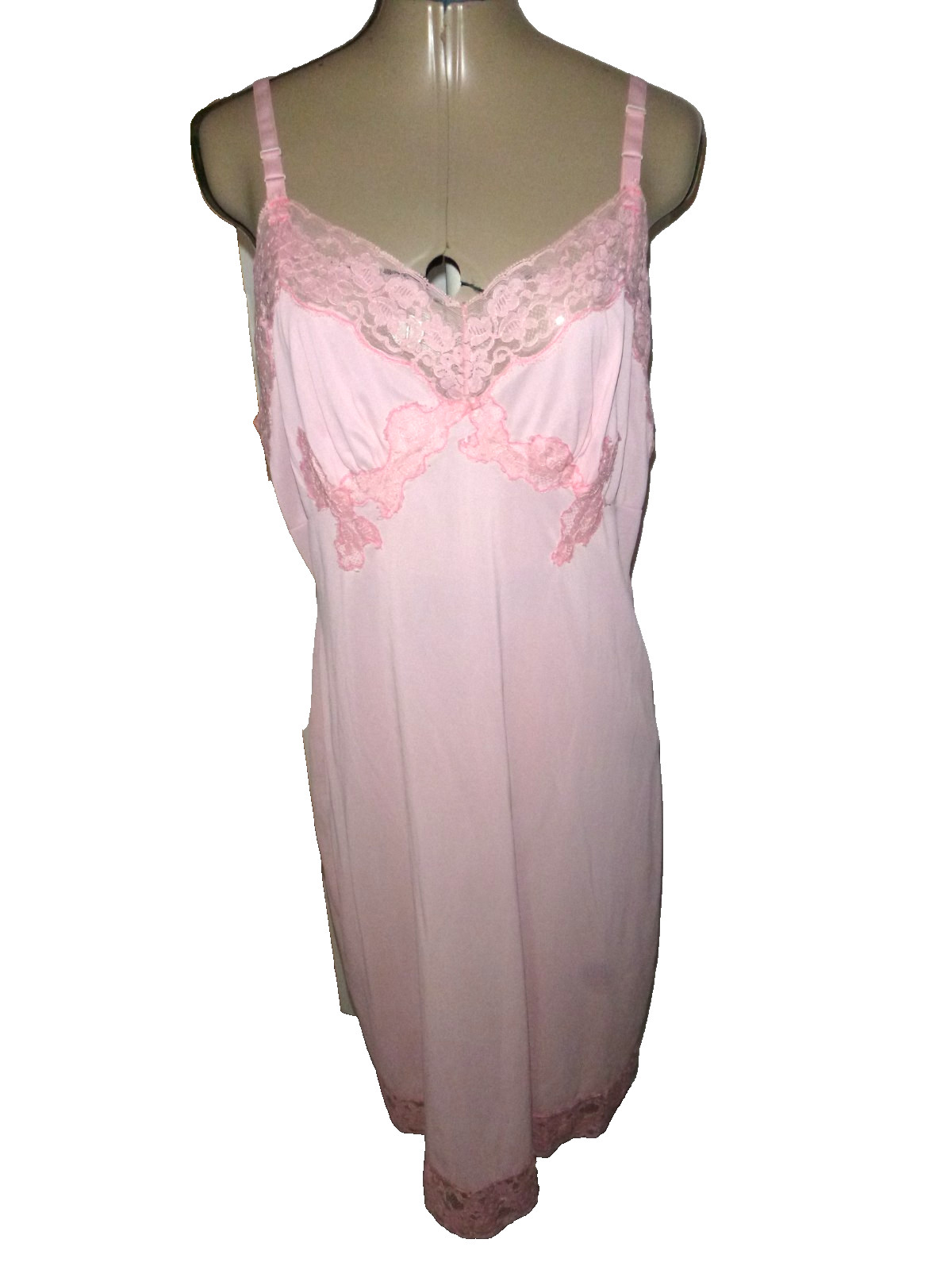 Vintage Pink Full Slip Petticoat Chemise Lingerie Val Mode Size 38