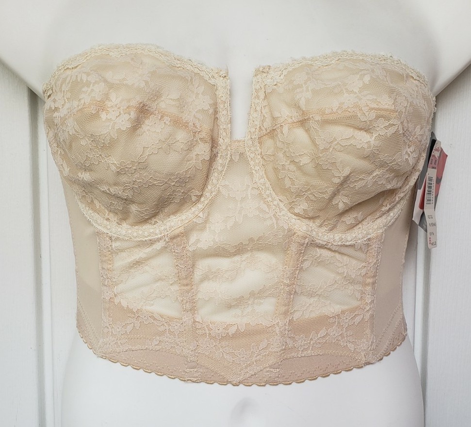 Vintage Backless by Young Smoothie Longline Corset Bra Size 36D Beige NEW