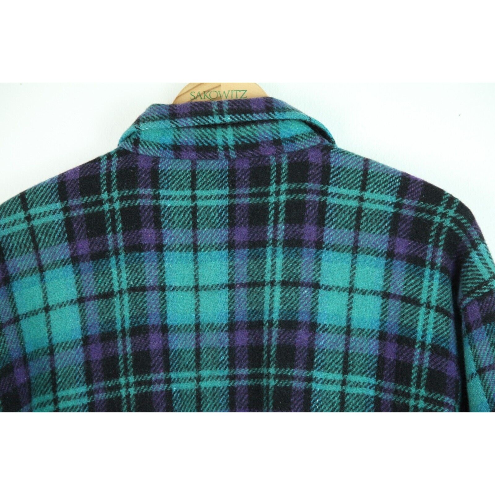 Womens Shacket Small Vintage Wool Plaid Shirt Oversize Baggy Cabincore Grunge