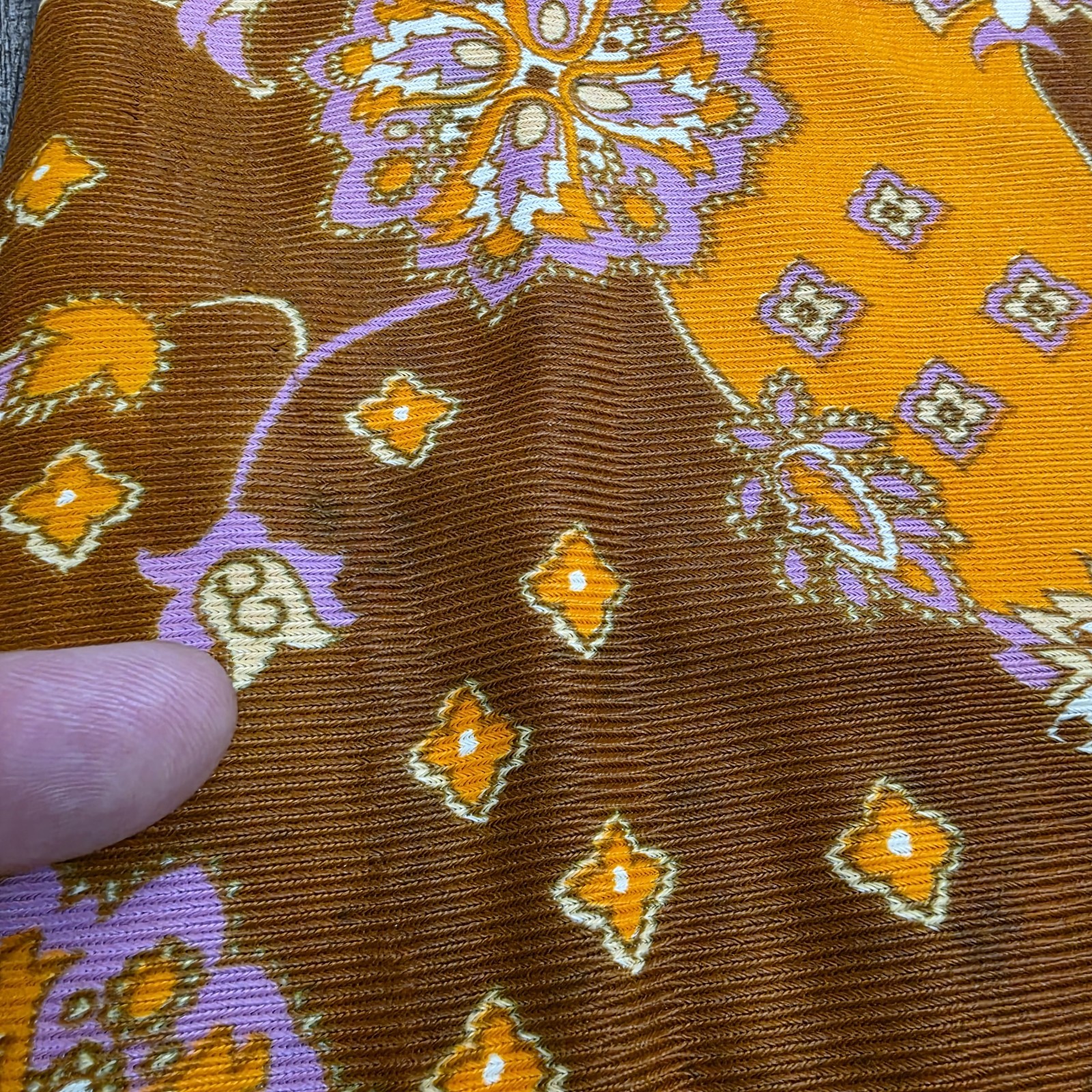 Vintage 60s 70s Maxi Dress Size 11 Orange Brown Floral Hippy Psychedelic Acetate