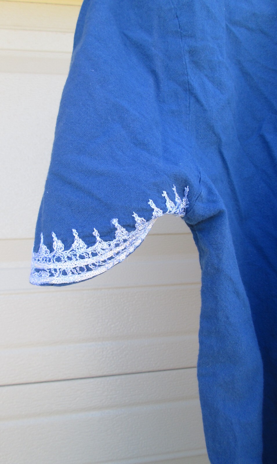 Morocco Caftan Dress Blue White Embroidery Vintage Kaftan Medium