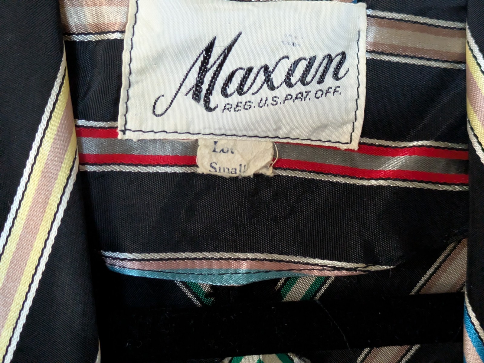 Vtg 1940s MAXAN Ribbon Stripe Multi-Colored Taffeta Hostess Dress Wrap Belt ~ S