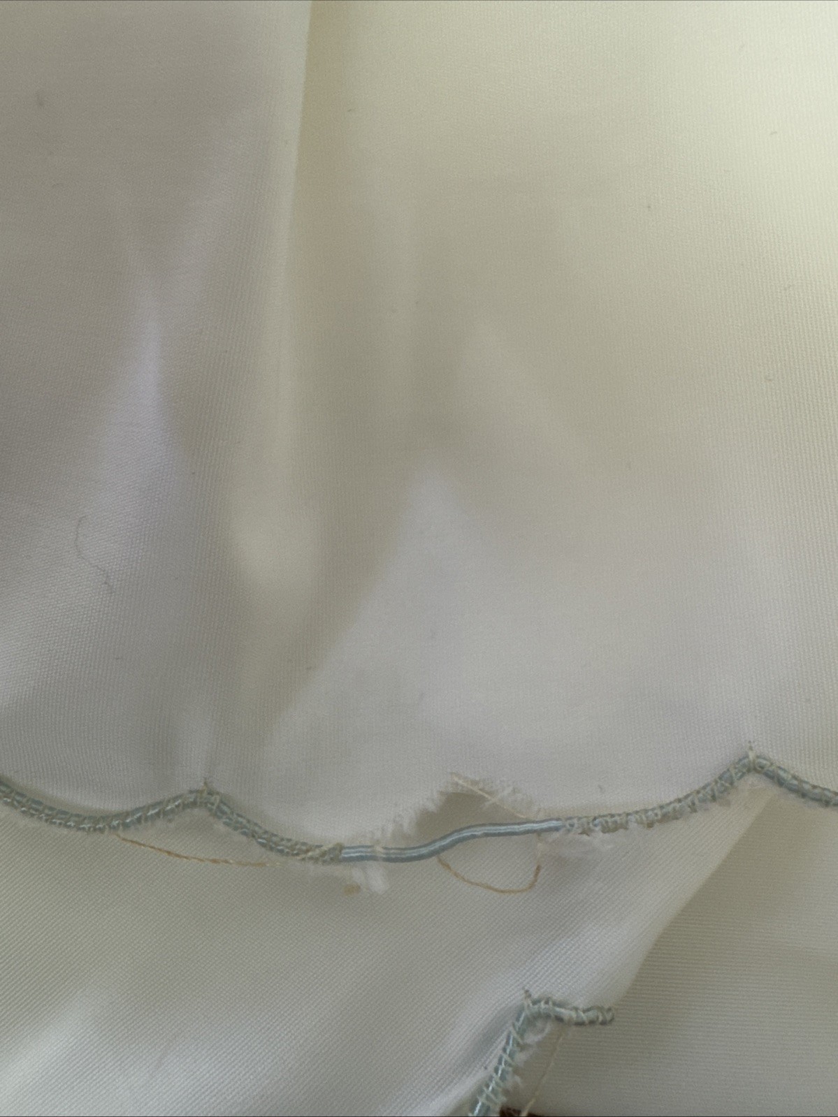 Vtg 60s Odette Barsa White Blue Embroidered Floral Half Slip S/M Cottage As Is