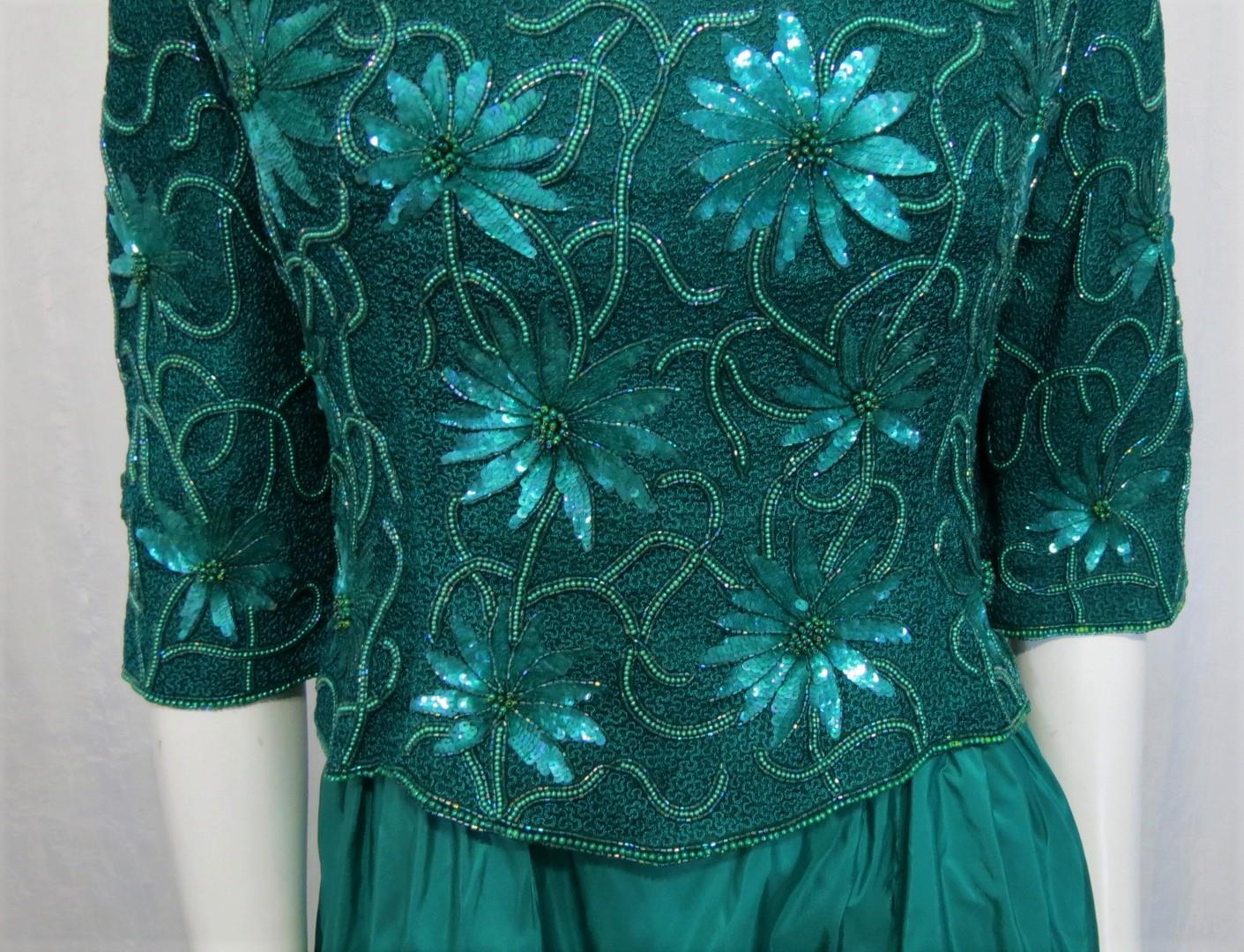 Richilene New York Spectacular embroidered & beaded SILK special occasion gown L