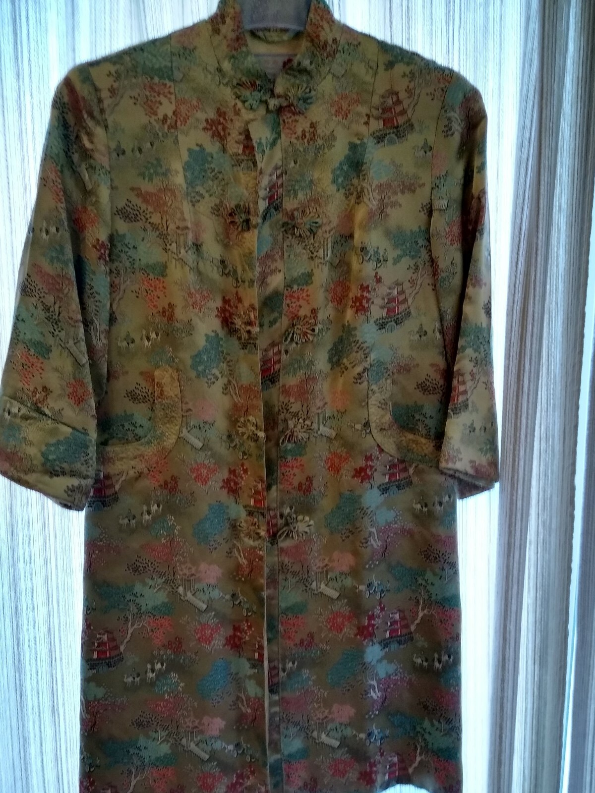 Peony Brand Shanghai China Vintage Gold Embroidered Asian Robe-Sz.14(Women&rsquo;s 6?)