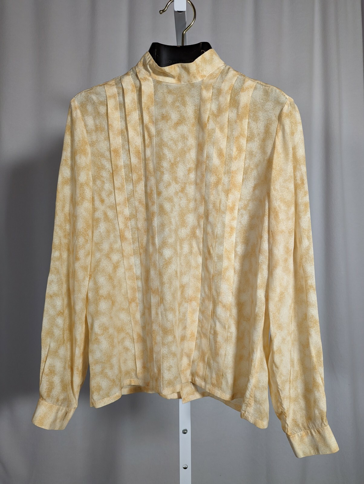 Courreges Vintage Silk Pleated Sand Abstract Shirt France Paris