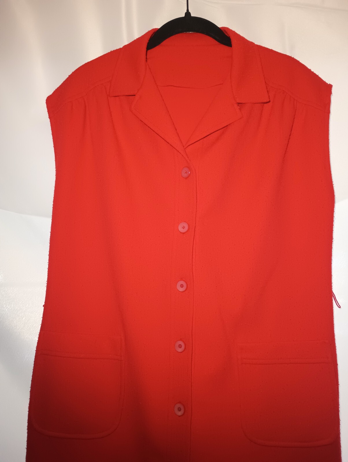 60 – 70&rsquo;s – Handmade Solid Red Dress – Size 14 – Nightgown Housecoat Vintage