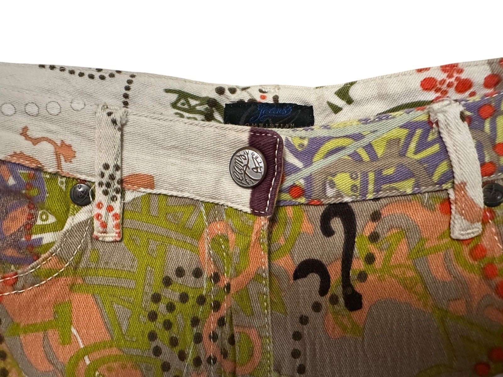 Vintage Christian Lacroix 90s Printed Denim Pants Womens EU 40 AU 10