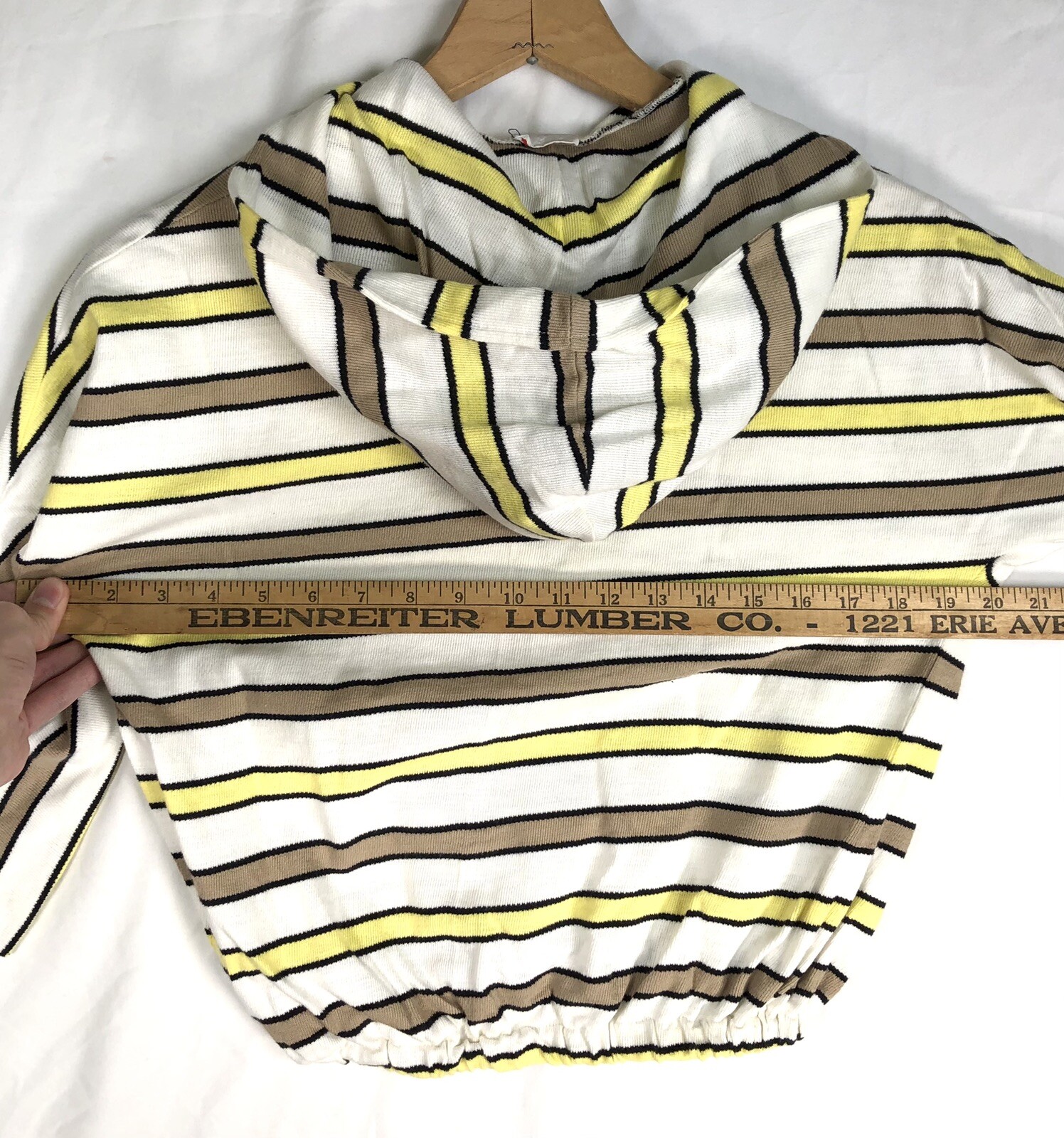 VINTAGE Hoodie Beach Cover Up KNITMASTER 60s Womens Small Terry Cloth Stripe J23