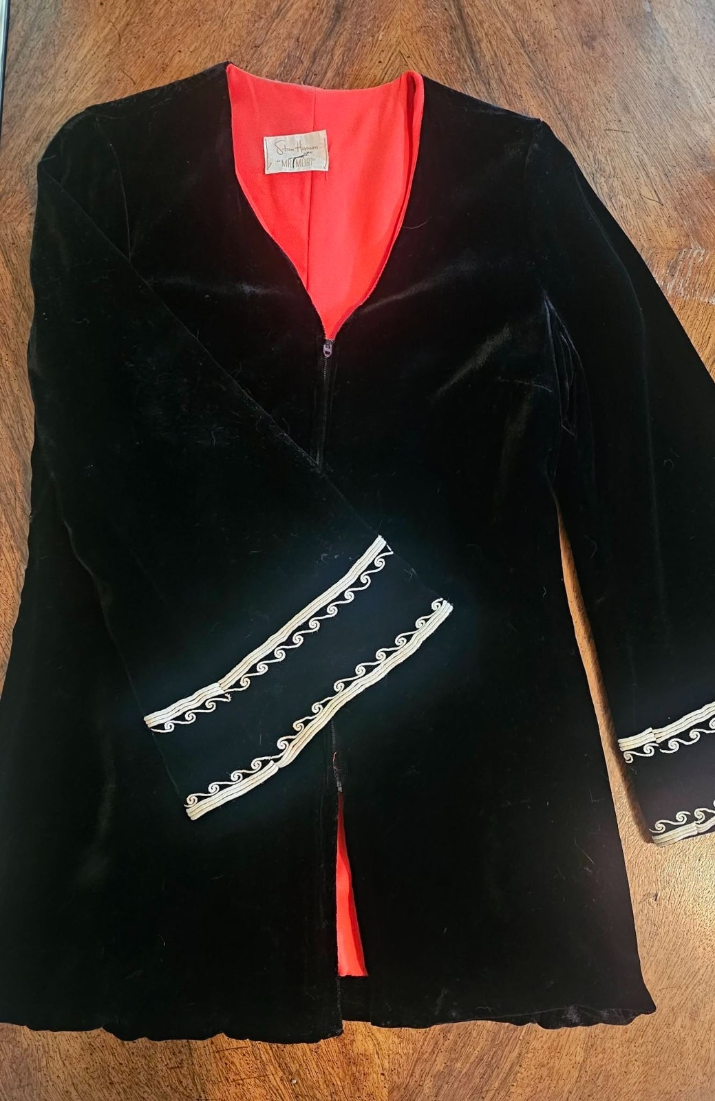 Stan Herman Mr Mort Vintage Cape Jacket Mid Century Velvet Designer Clothing 6 8