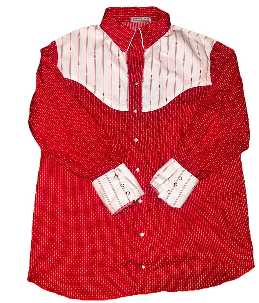 Vintage 80s Heart Pattern Valentine&rsquo;s Day Men&rsquo;s Western Shirt L/XL Unisex