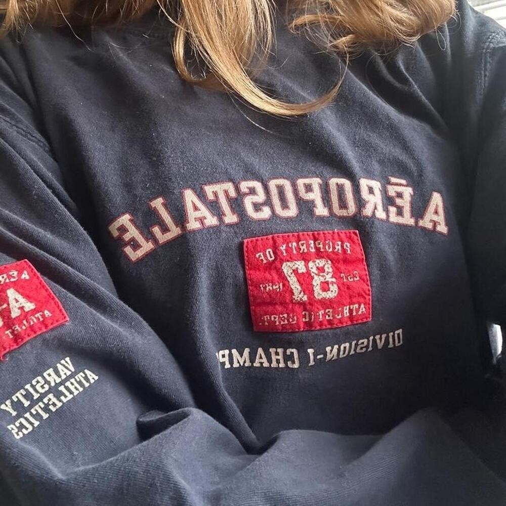 vintage oversized long sleeve navy thermal