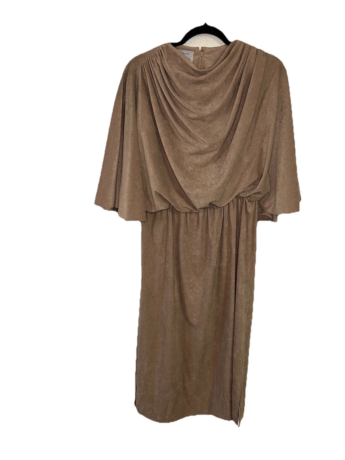 VTG Western Tan Suede Draped Midi Length Dress NARDIS OF DALLAS S/M