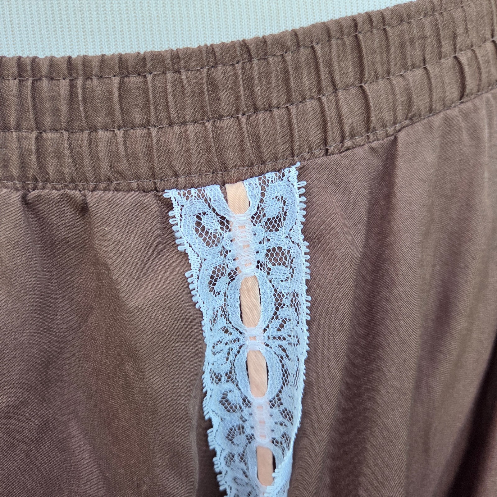 Vintage Malco Modes Square Dance Petticoat Skirt Brown Lace Rockabilly Medium