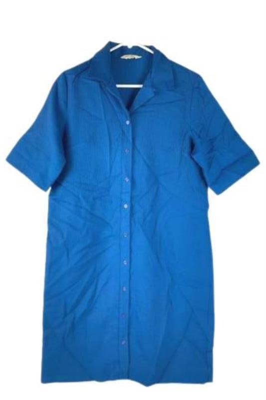 Vintage NPC Fashions Aqua Blue Dress Women&rsquo;s Size 18.5 Button Up 1960s Retro