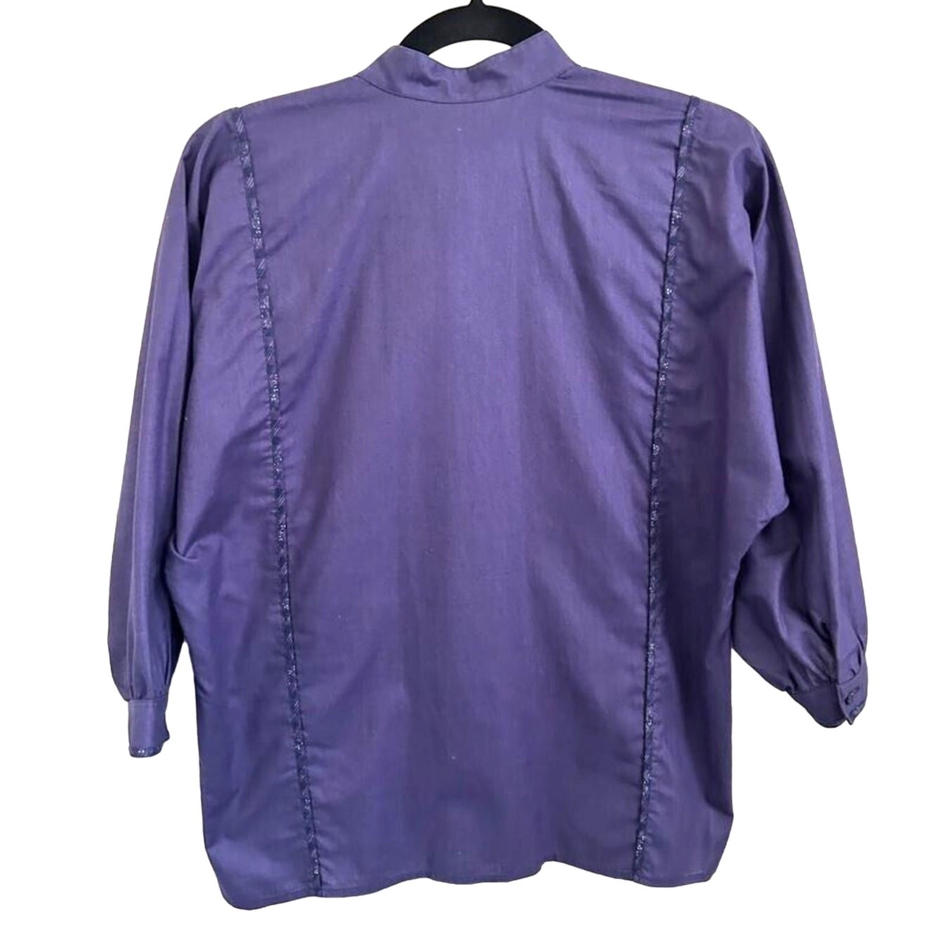 Geiger Tyrol Austria Cotton Pintuck Blouse Womens 40 Purple Button Down Vintage