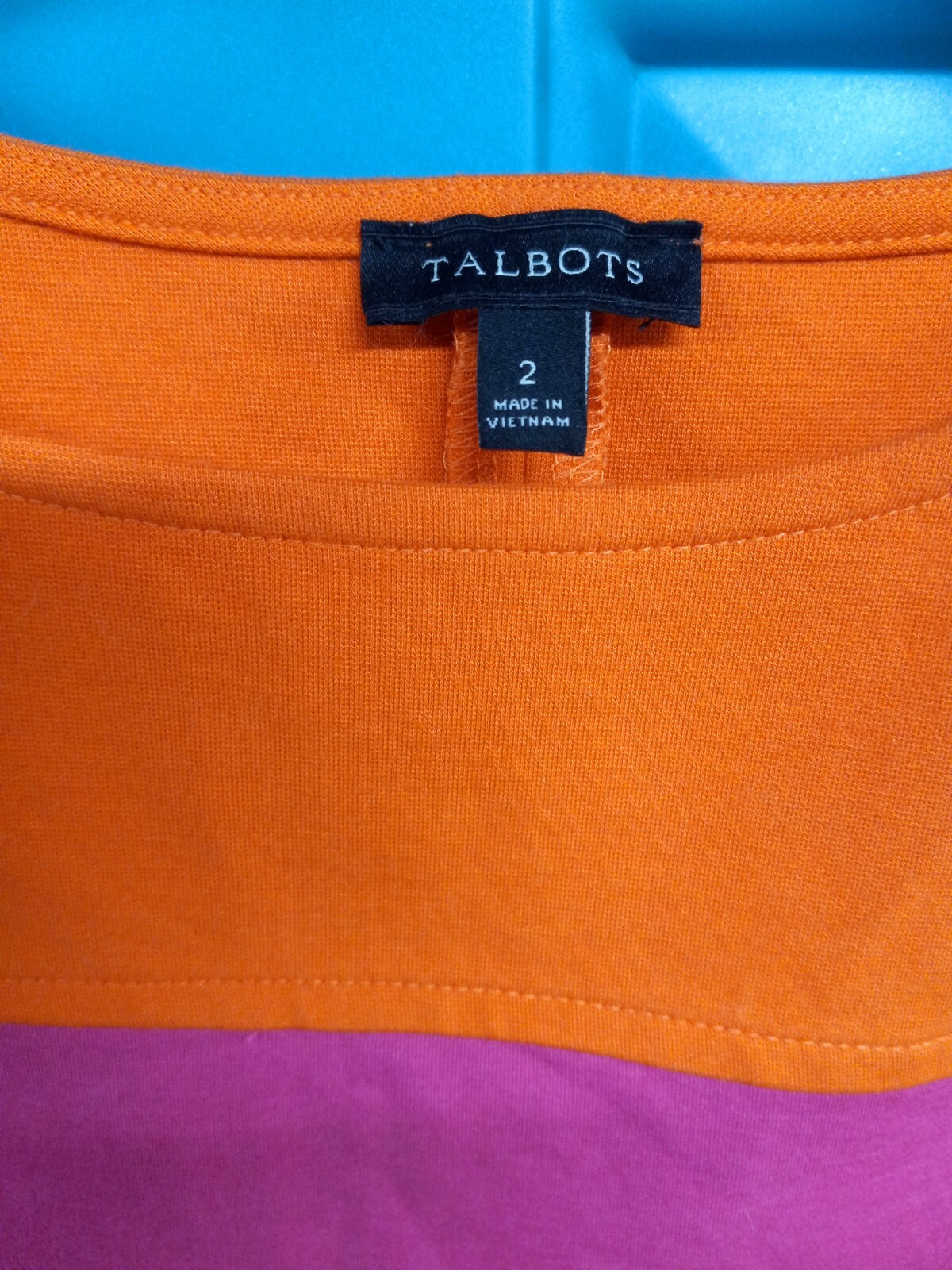 Talbots Vintage 2 Pink & Orange Rayon Nylon Spandex Shift Dress Fits Like 4/6