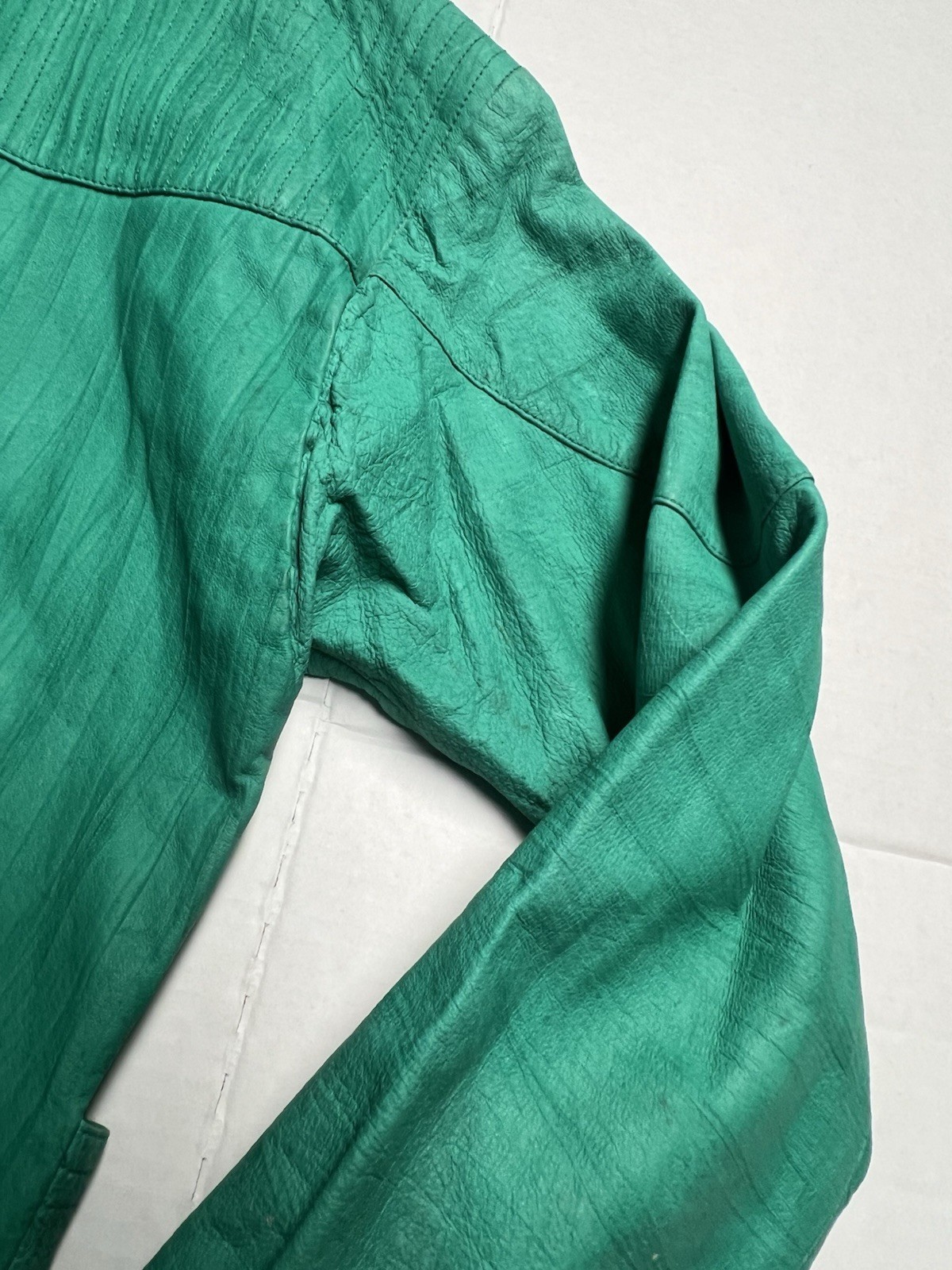 Vintage 80’s Split End Ltd. Leather Jacket Women’s Size 13/14 In Green