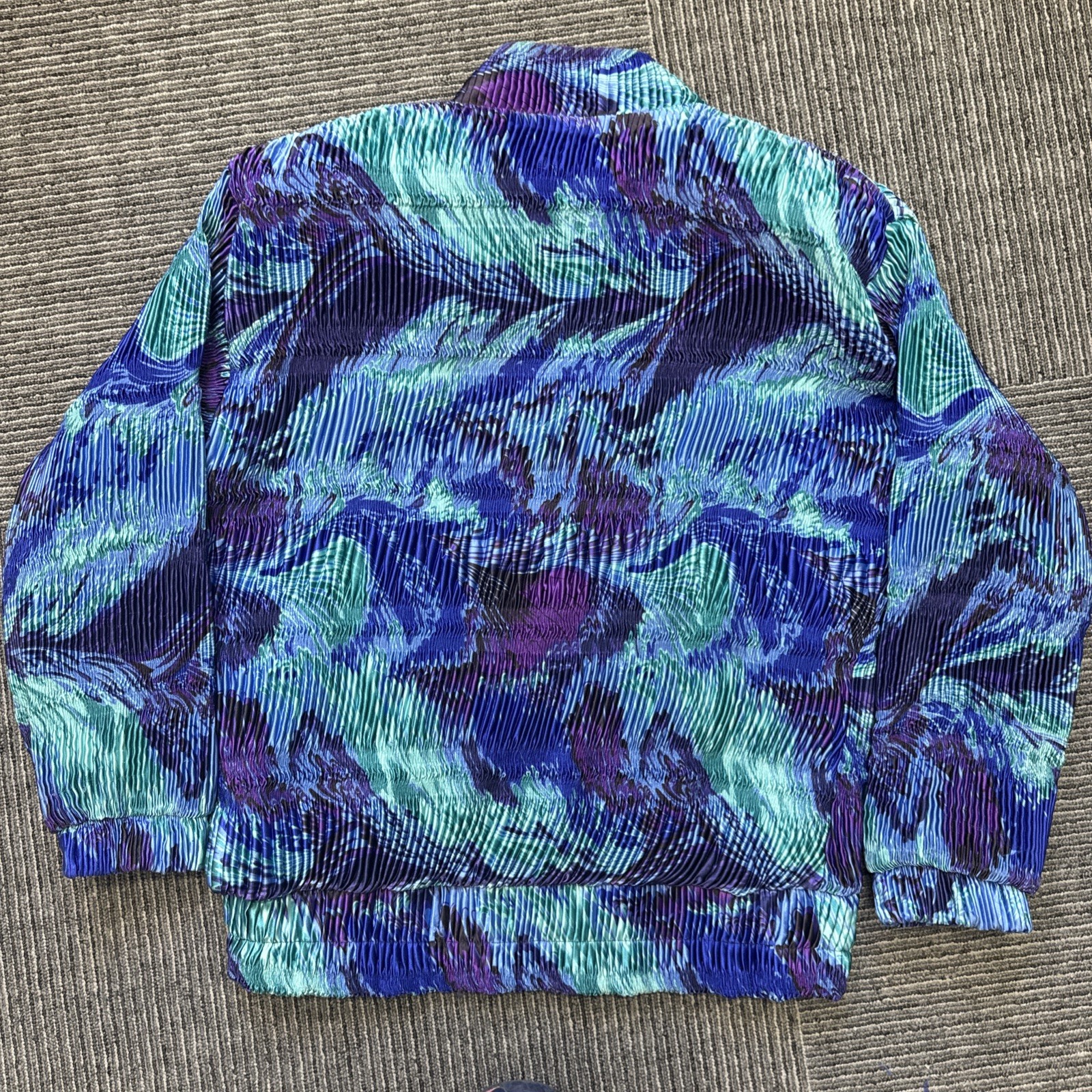 80’s 90’s Vintage Blue Purple Green Bomber Jacket Southwest Pizzazz M Ripple