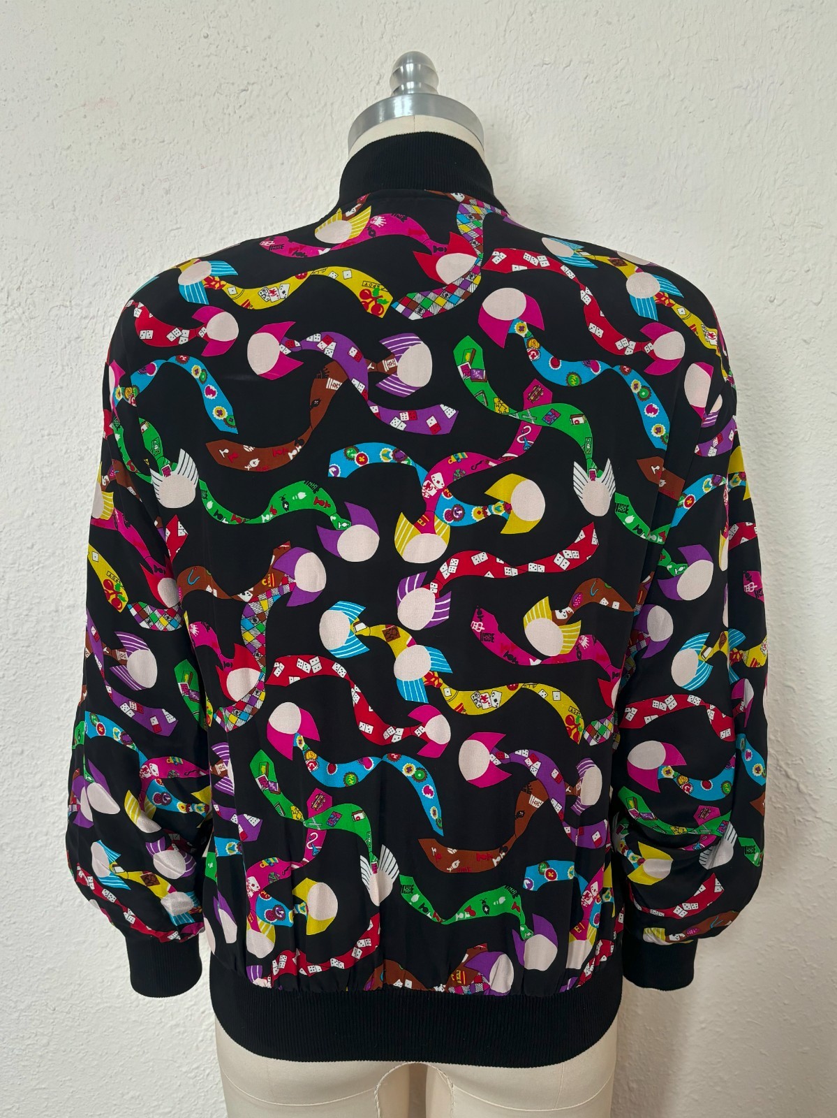 1990s Black Silk Bomber Style Jacket by Spenser Jeremy, Medium to Large